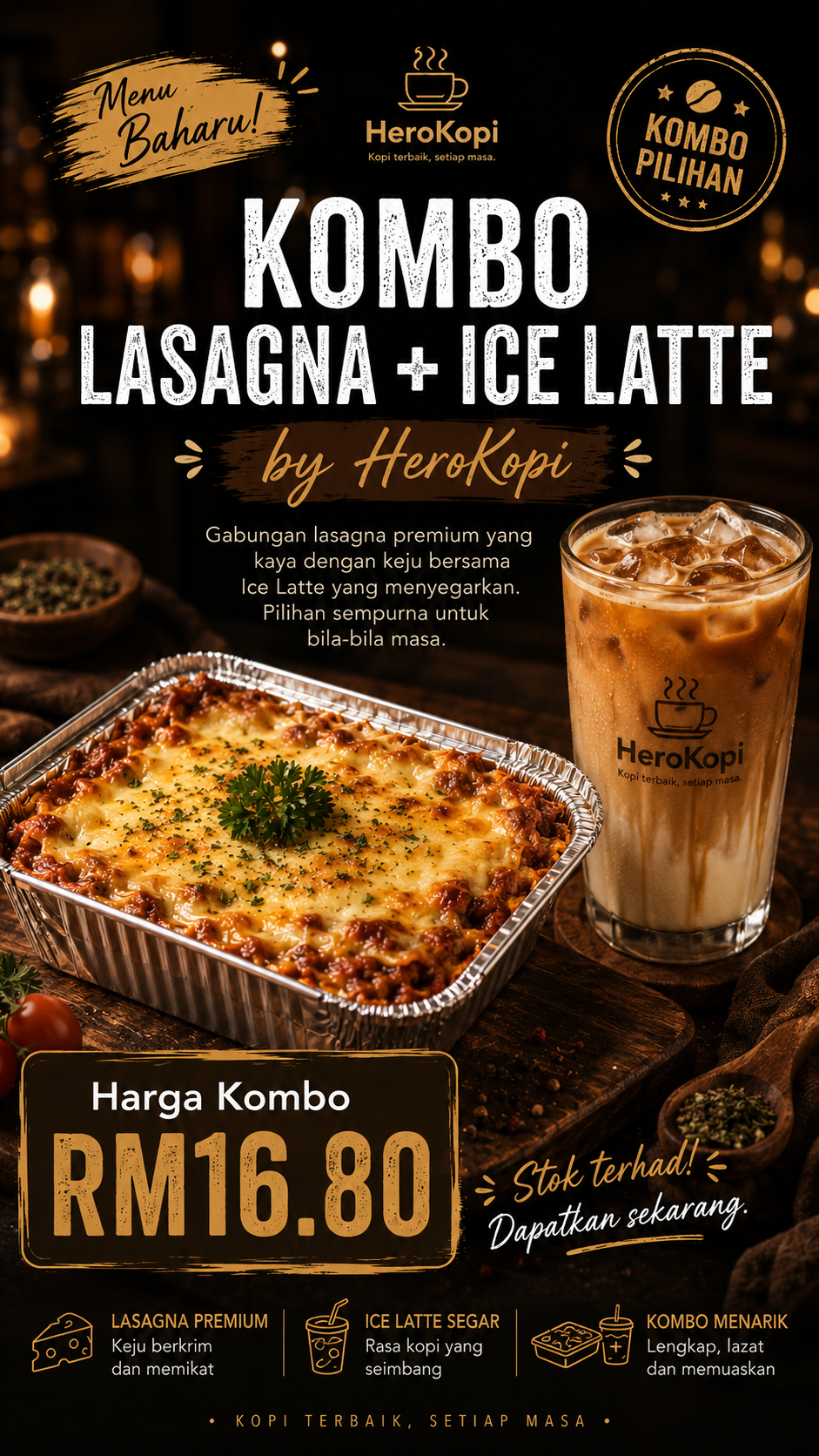 Kombo Ice Latte + Lasagna